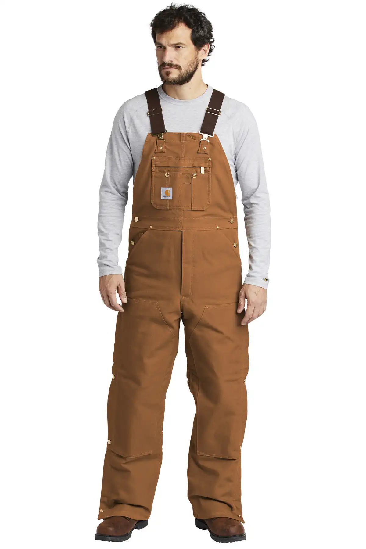 DISCONTINUED  Carhartt  ®  Duck Quilt-Lined Zip-To-Thigh Bib Overalls.