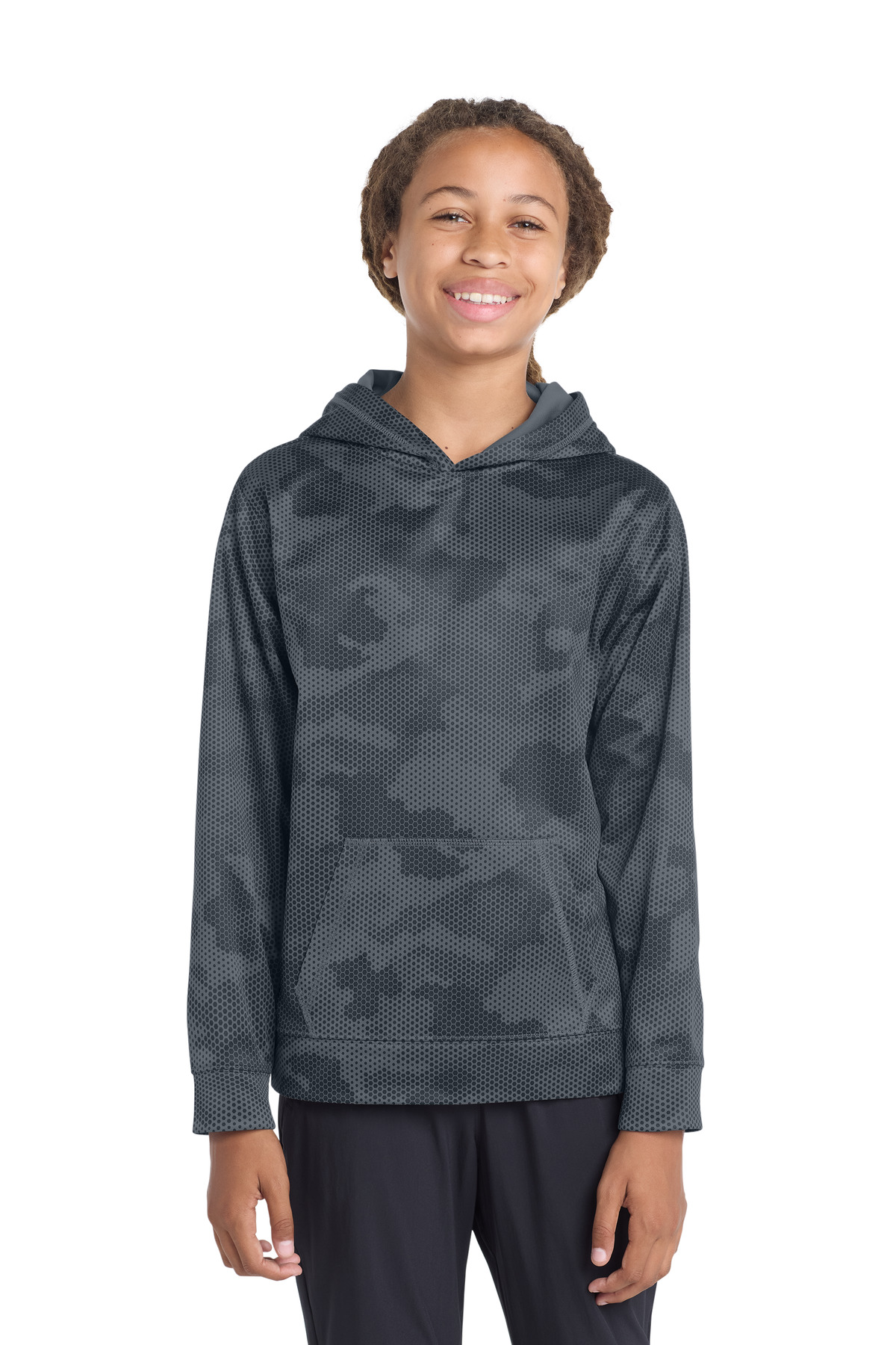 Sport-Tek ®  Youth Sport-Wick ®  CamoHex Fleece Hooded Pullover.